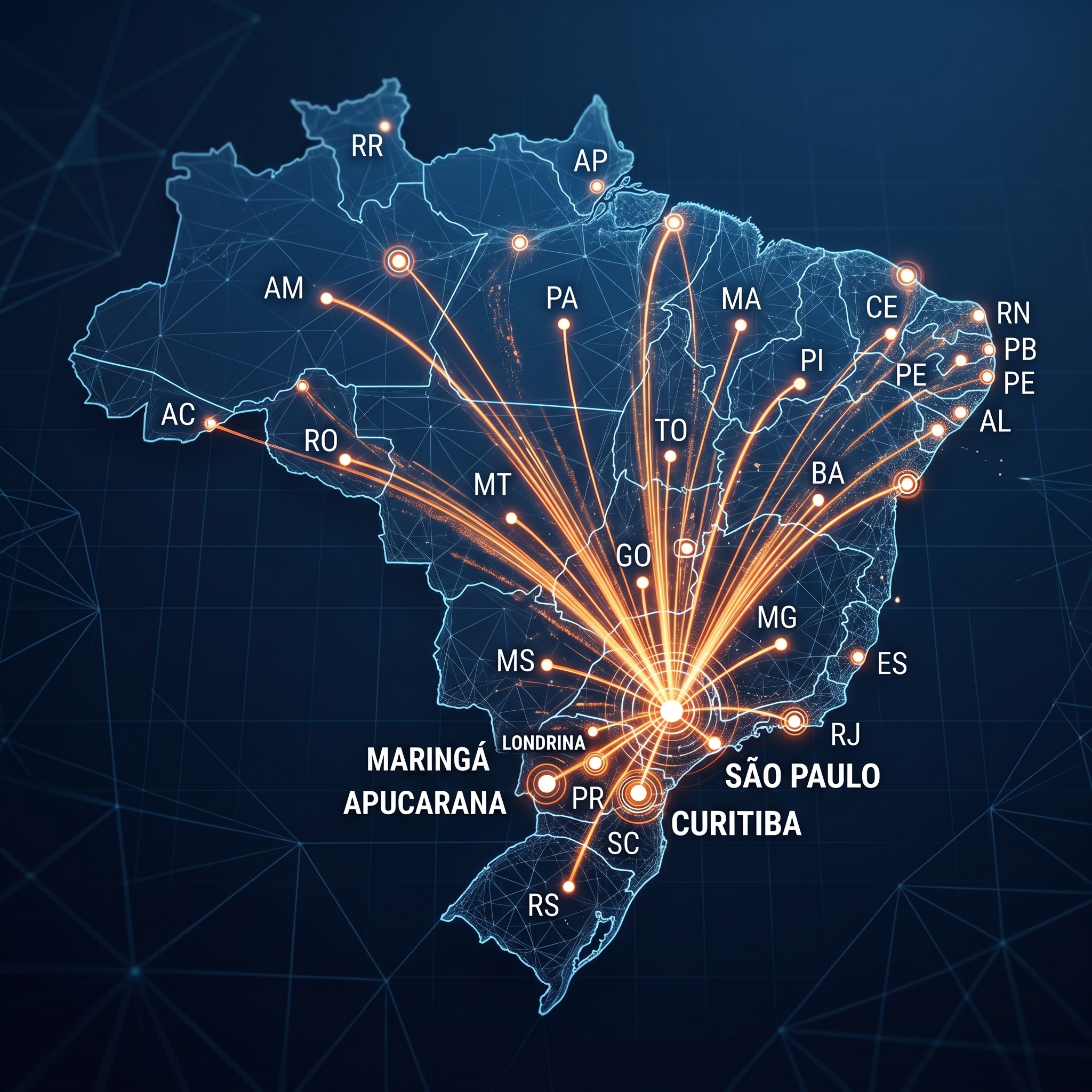 Mapa de rotas de carga dedicada da Excellence Transportes com veículo exclusivo